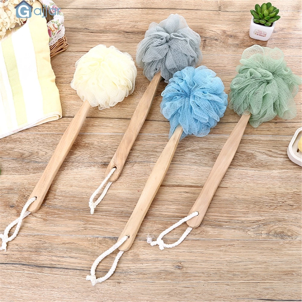 Home Bathroom New Long Handle Hanging Soft Mesh Back Body Bath Shower Scrubber Brush Sponge Shower tool Dropshipping july26