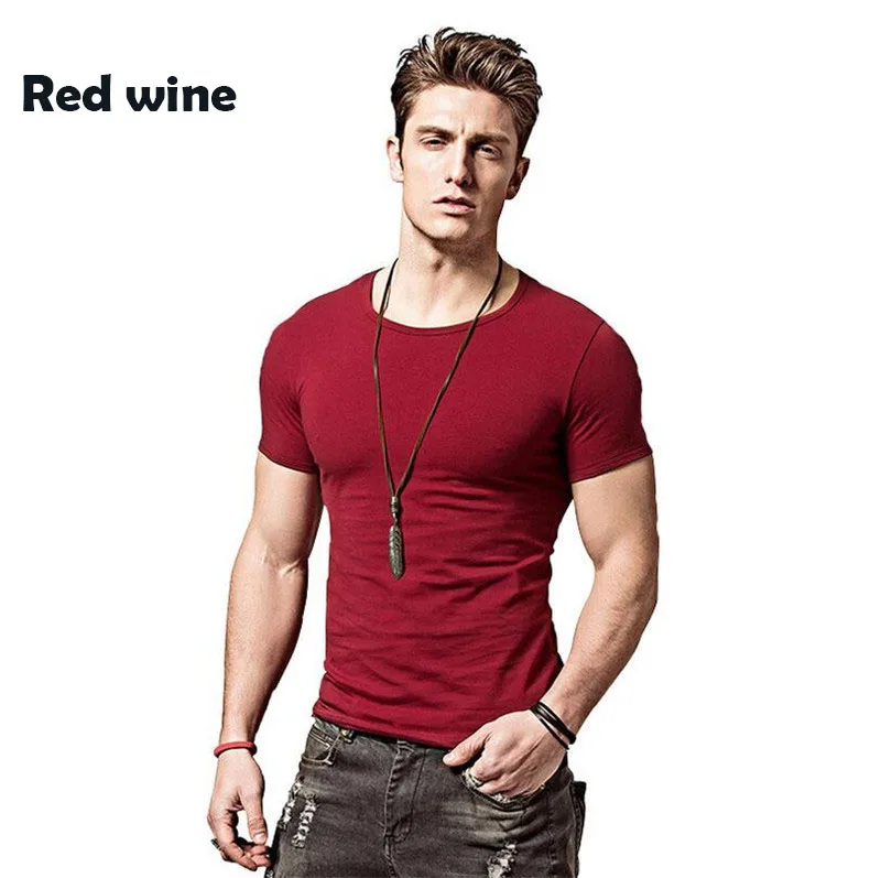 Red wine Covrlge мужские топы, футболки с круглым вырезом и коротким рукавом, летняя Новинка, мужские модные тренды, футболки для фитнеса, Прямая поставка, MTS291111 - Цвет: Red wine