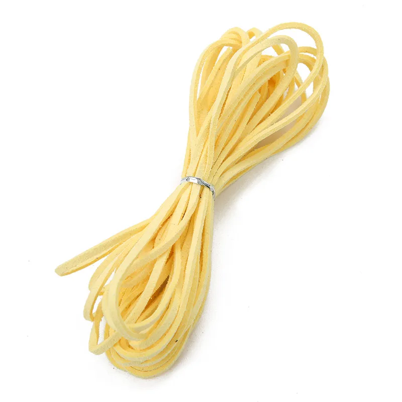 light yellow 5 метров 3 мм ширина плоский искусственный замшевый кожаный шнур разноцветные корейские Бархатные кожаные веревки для DIY кожаный шнур ювелирные изделия Mkaing - Цвет: light yellow