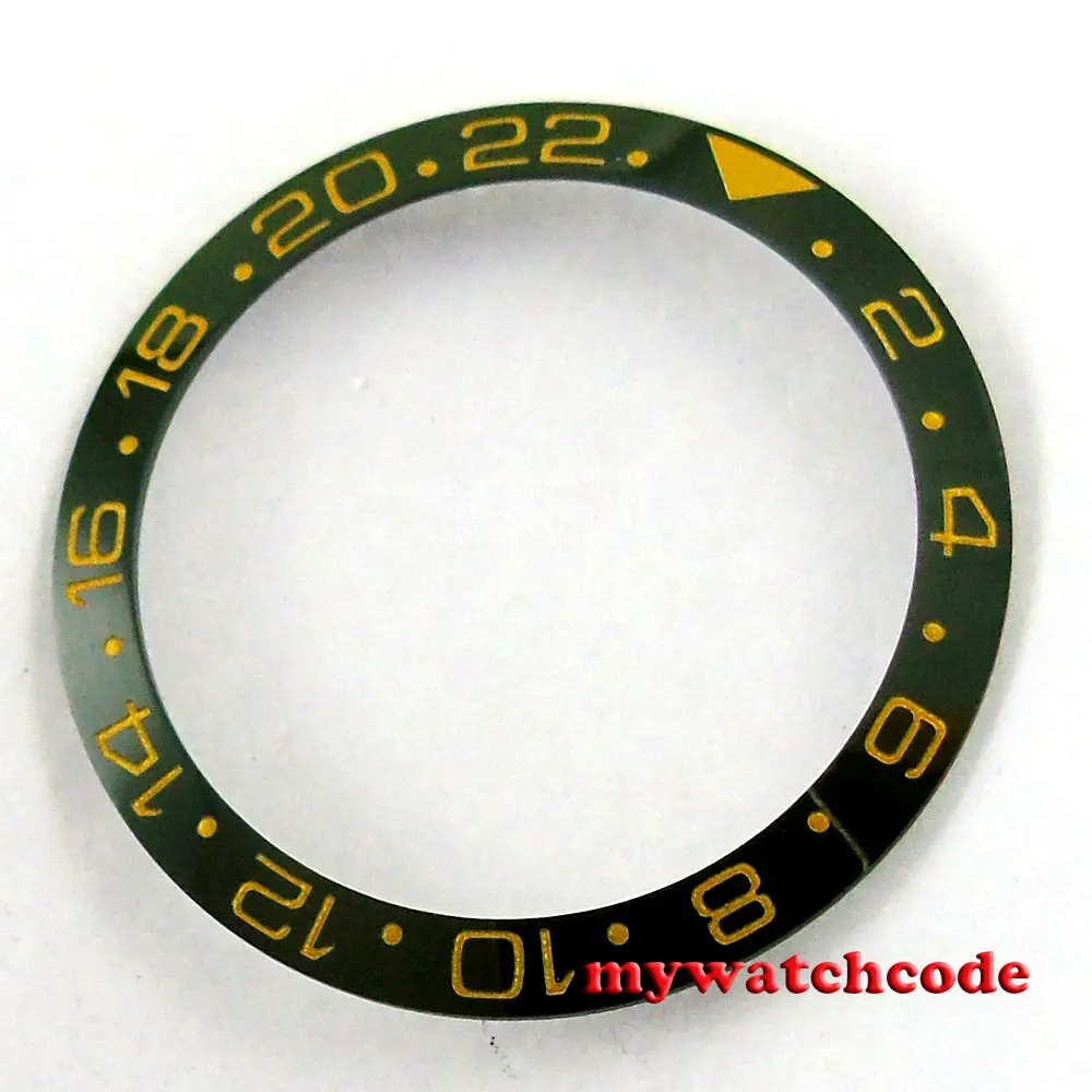 CARVING 38mm green ceramic bezel yellow marks insert for 40mm sub watch40 | Наручные часы