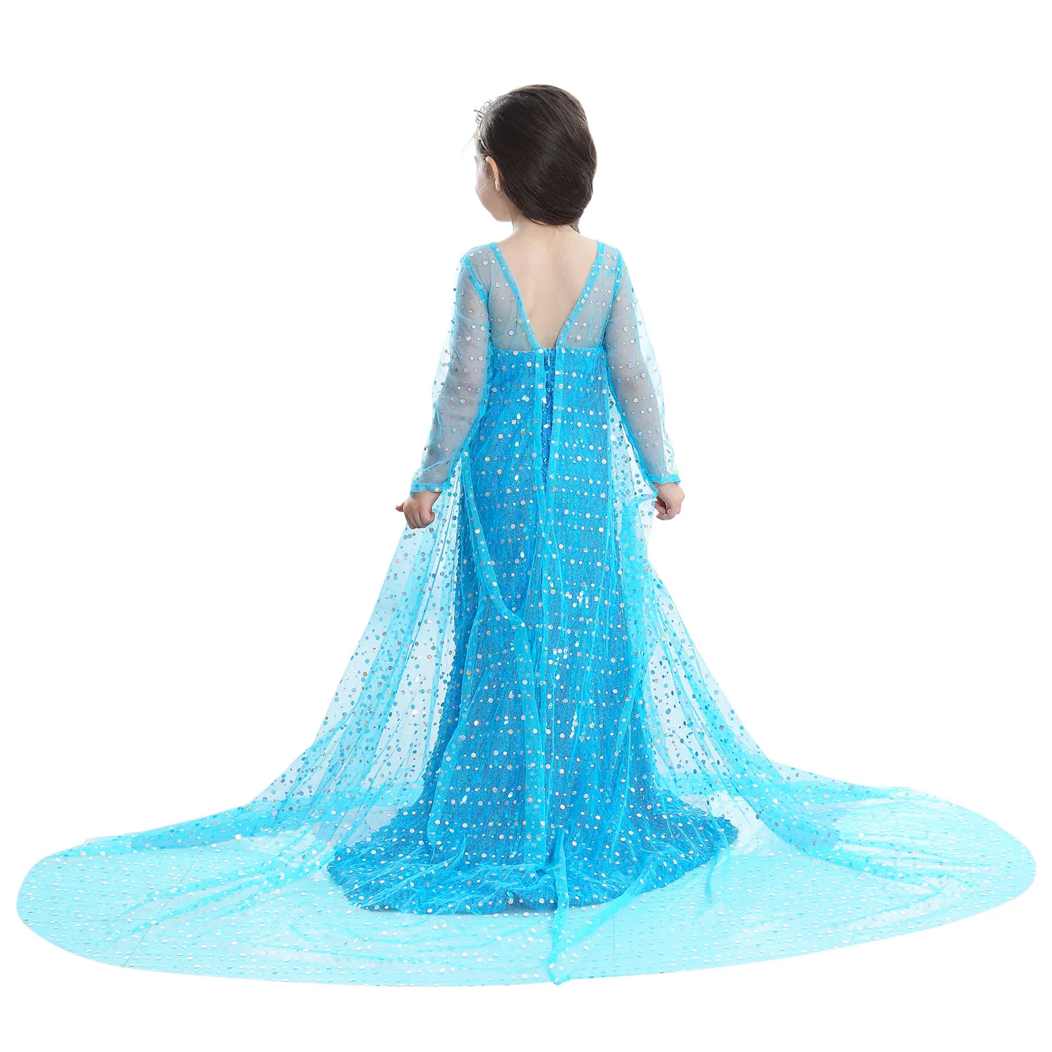 Halloween Children's Wear 2019 Summer Girl Frozen Ice Cold Short Sleeve Dress Female Aisha Children Princess dresses 2 colors |