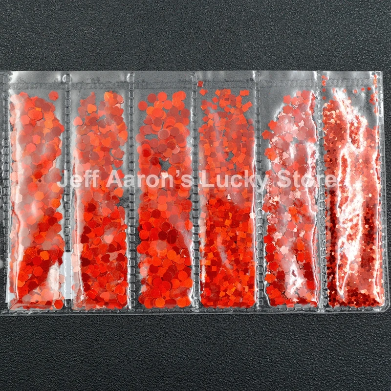 Смешанные 6 форм красные акриловые украшения для ногтей набор Блестки блестки