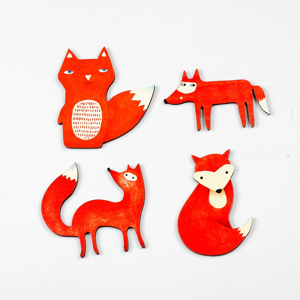 4 шт. Винтажная Коллекция с разным рисунком лисы подвески по дереву для