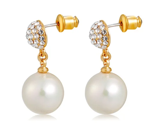 White Pearl &amp Crystal Rhinestone Decorated Earrings LHP-5857D | Украшения и аксессуары