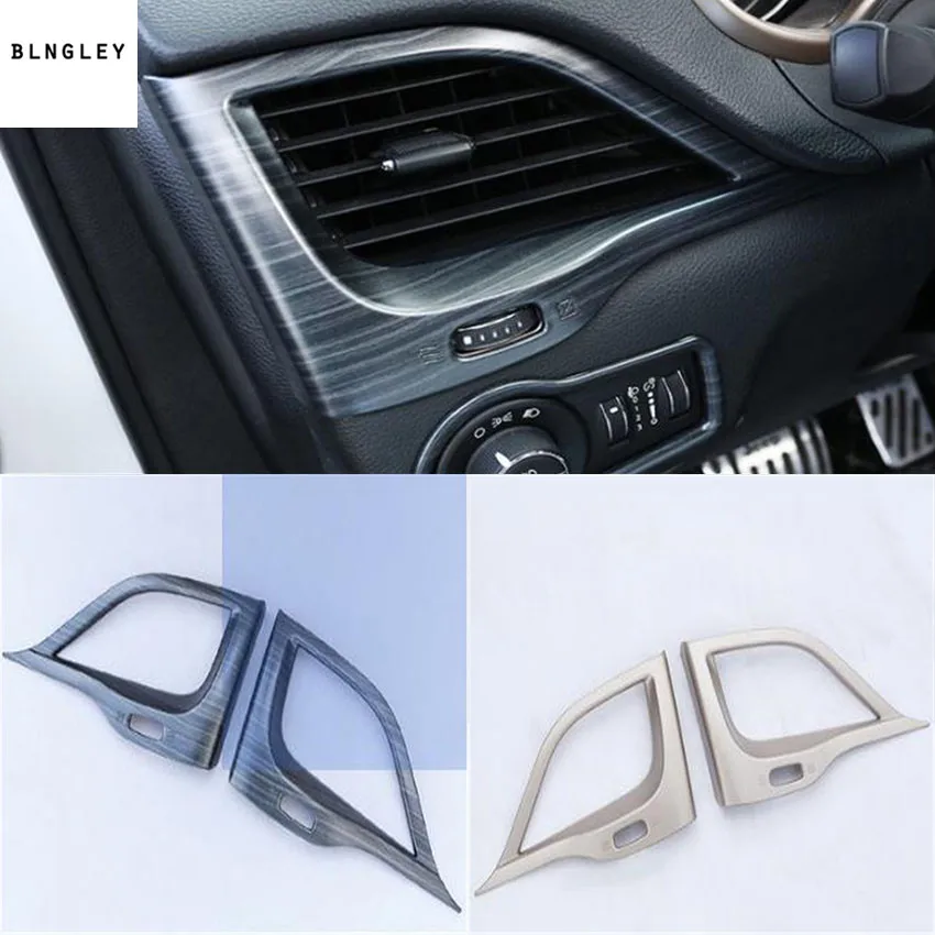 2pcs/lot ABS wooden grain front both sides air conditioning outlet decoration cover for 2016-2018 JEEP Cherokee Car accessories |