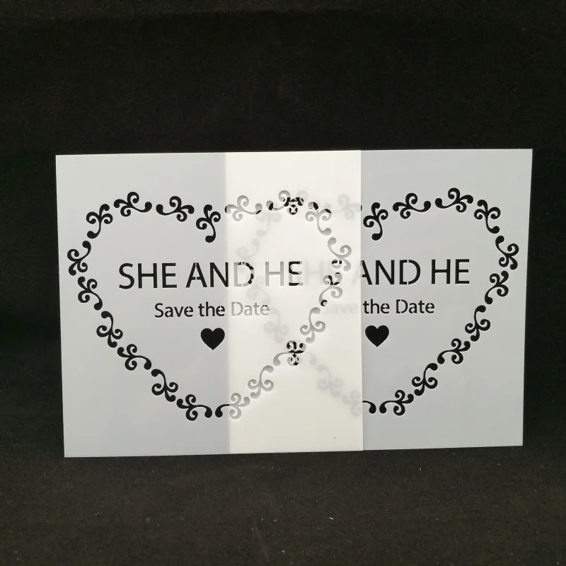 Трафареты из ПВХ с сердечками 13*13 she and he для раскрашивания рисования домашнего