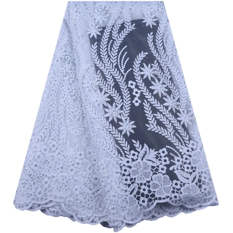 

Pure White African Lace Fabric 2019 High Quality French Tulle Lace Appliqued Nigerian Net Lace For Wedding Dress Mesh Lace S1571