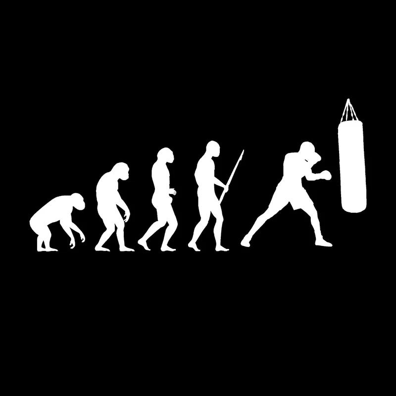 

18CM*8.2CM Interesting Evolution Boxing Sports Decor Silhouette Vinyl Car Sticker Black/Silver S9-0600