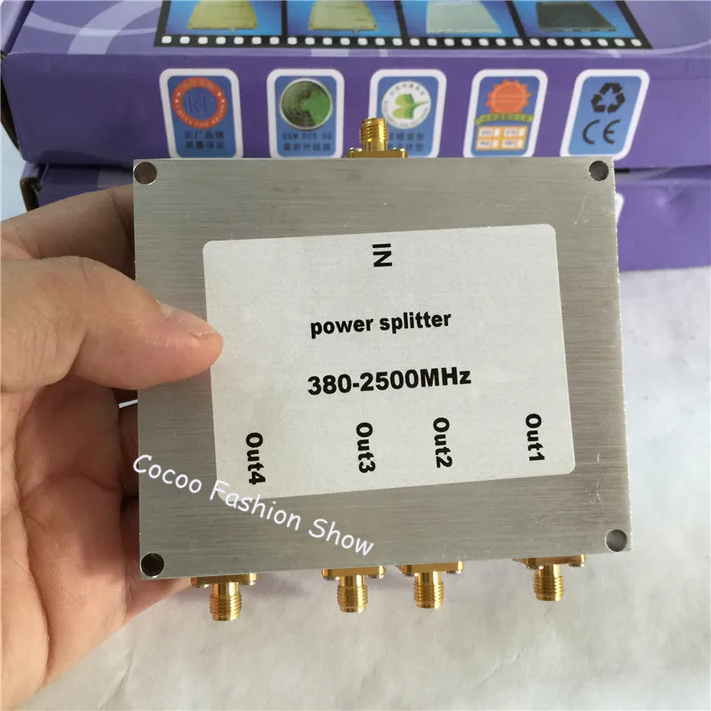 ZQTMAX 380 ~ 2500 МГц 4-сторонний SMA разделитель/сплиттер питания на мобильный телефон
