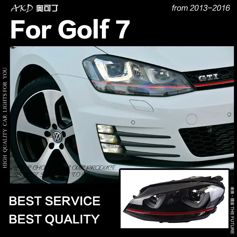 АКД стайлинга автомобилей для VW Golf 7 фара 2013- один U GTI Дизайн светодиодный ДХО Hid лампы Глава ангел глаз Bi Xenon балки аксессуары