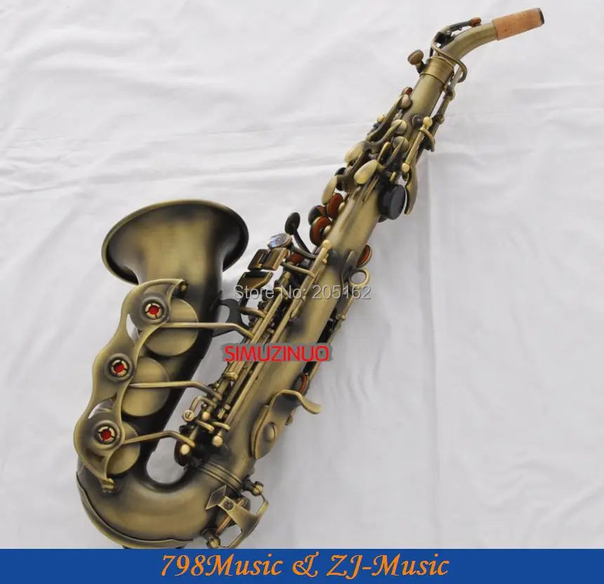 Античный Сопрано саксофон Bb изогнутый Sax высокое F # чехол|soprano saxophone|antique soprano