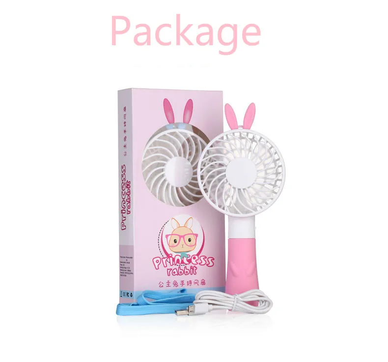 Милый мини ручной вентилятор принцессы с кроликом usb для зарядки портативный