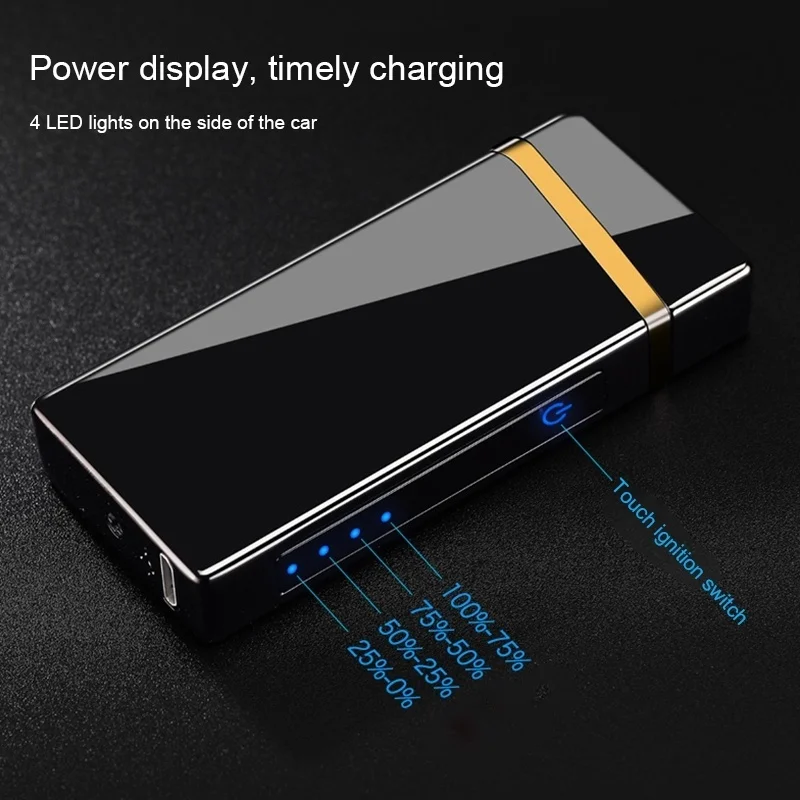 Cigar Dual Arc Electric Lighter Usb Recharge Windproof Cigarette Plasma Turbo Encendedor Electronic Gadgets for Men | Дом и сад
