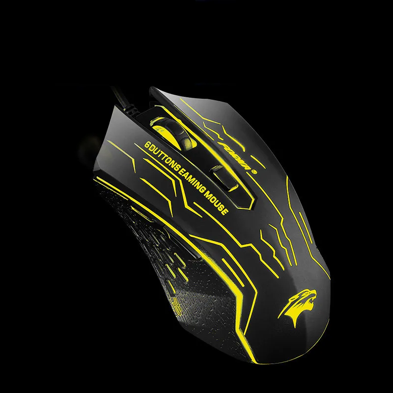 Проводная игровая мышь с тихим кликом USB 6 кнопок 3200DPI бесшумная оптическая