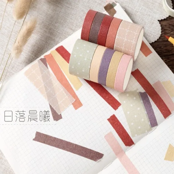 7 10 шт./компл. красочная лента washi японский Бумага DIY планировщик изоляционная лента клейкая наклейки с лентами Декоративные Канцелярские Ленты - Цвет: 7