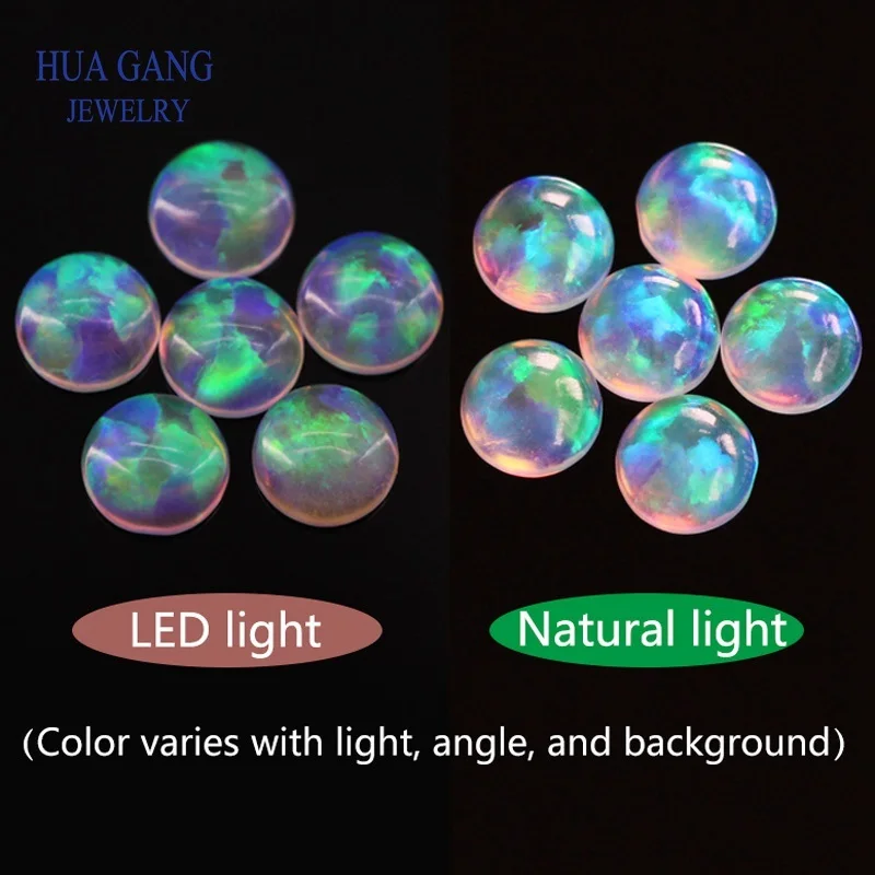 opal loose lab created gemstone round shape flat base stone cabochon created beads for jewelry making 3mm-8mm free shipping - Цвет: OP16