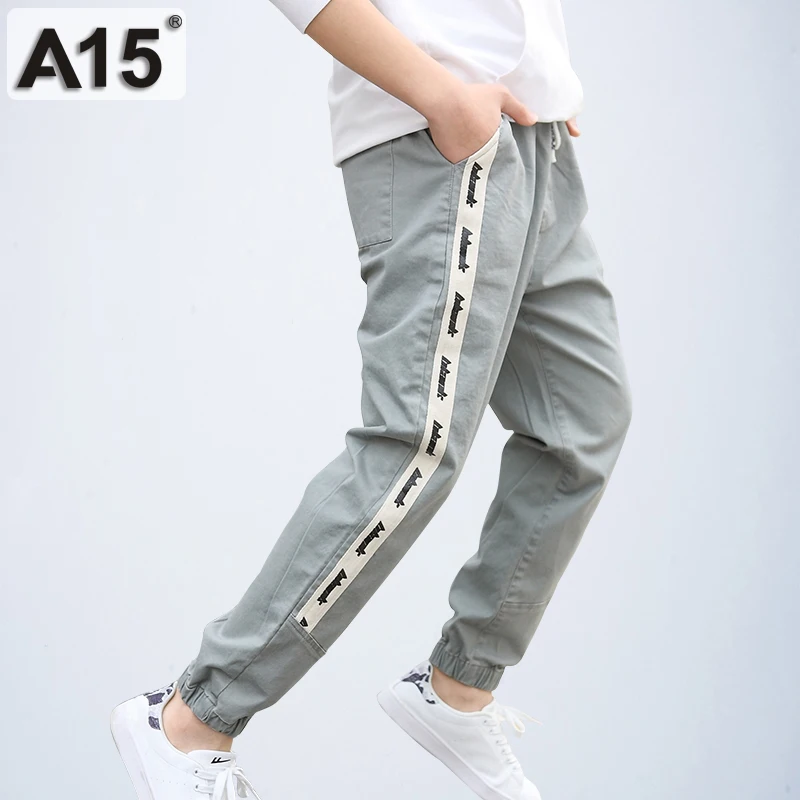 Штаны для мальчиков A15 повседневные хлопковые беговые штаны детей 8 9 10 12 14 лет