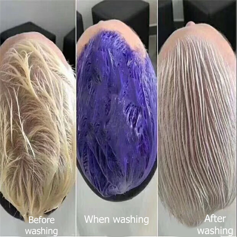No Yellow Shampoo фиолетовый шампунь, тонер для серебристого блонда, осветленная седина, краска для волос, удаляет желтый, анти-Brassy, защита цвета, 100 мл