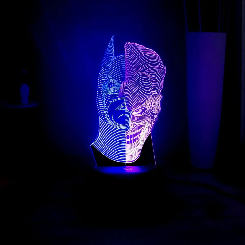 Странные Бэтмен светодиодный ночник два самовыражения на лице Marvel Surperhero