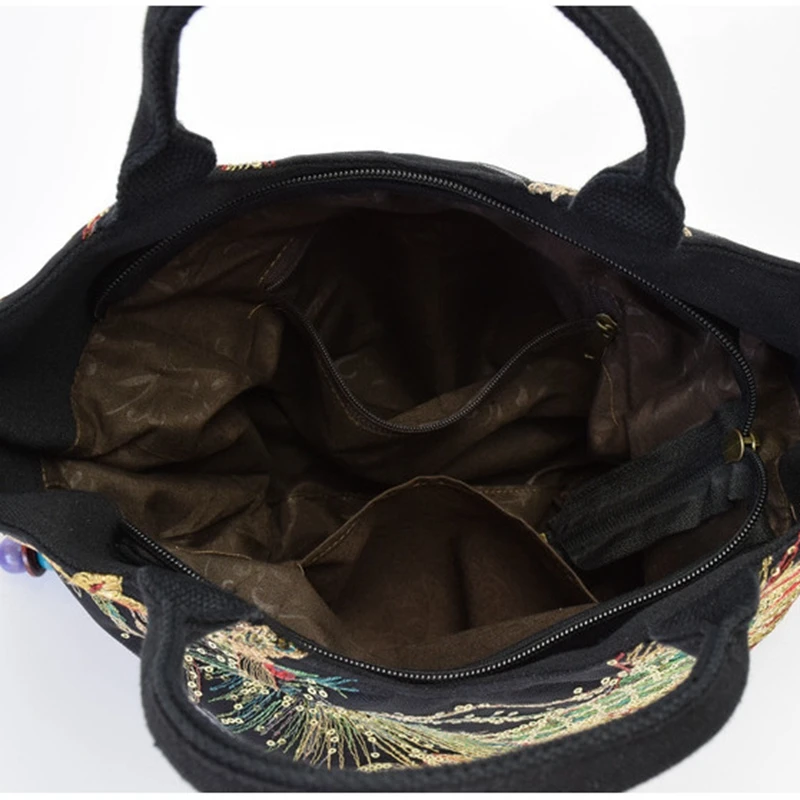 

2020 New Canvas Women Handbag National Phoenix Embroidered Shoulder Totes Messenger Bag Leisure Crossbody Beach Travel Bag L138