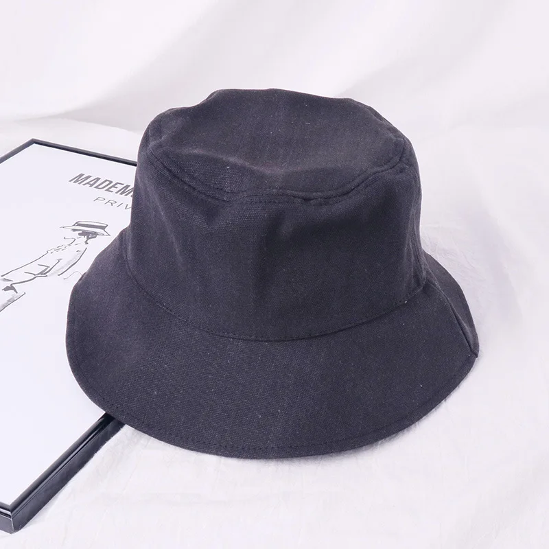 black Candy Color Bucket Hat Women Fishing Men Bucket Hat Spring Summer Bob Hip Hop Caps Gorros Unisex Cotton Sun Flat Caps - Color: black