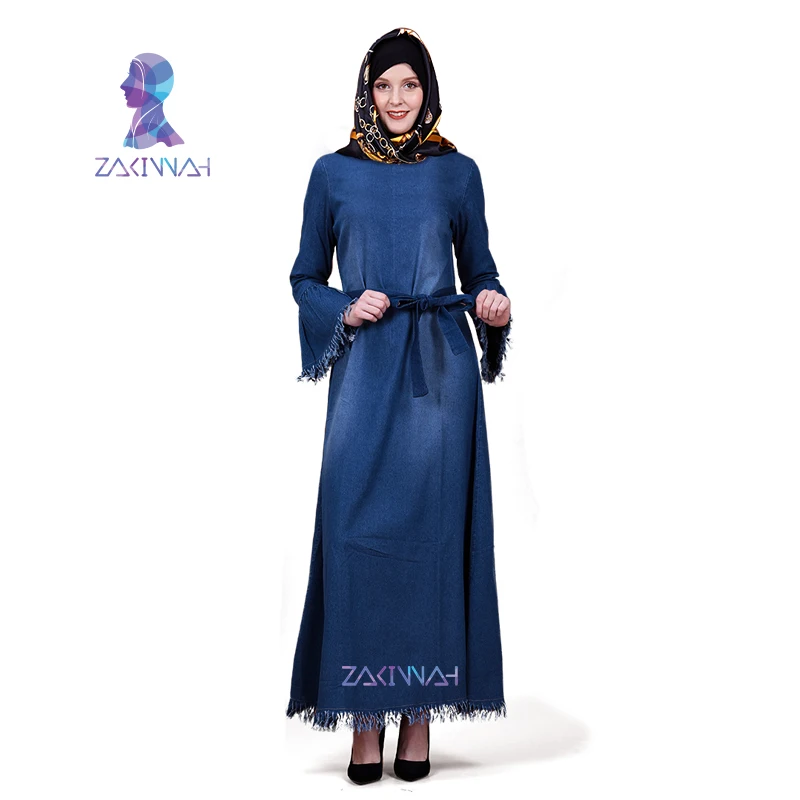 ZK014 модный джинсовый костюм, накидка, Восточный халат Турецкая абайа исламский, мусульманский платье Абая для женщин мусульманская одежда для Дубай Костюмы