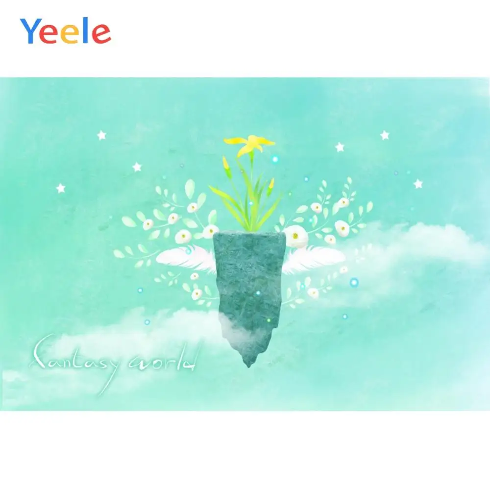 Yeele Baby Shower фон для фотосъемки с зеленым небом облаками перьями каменными цветами
