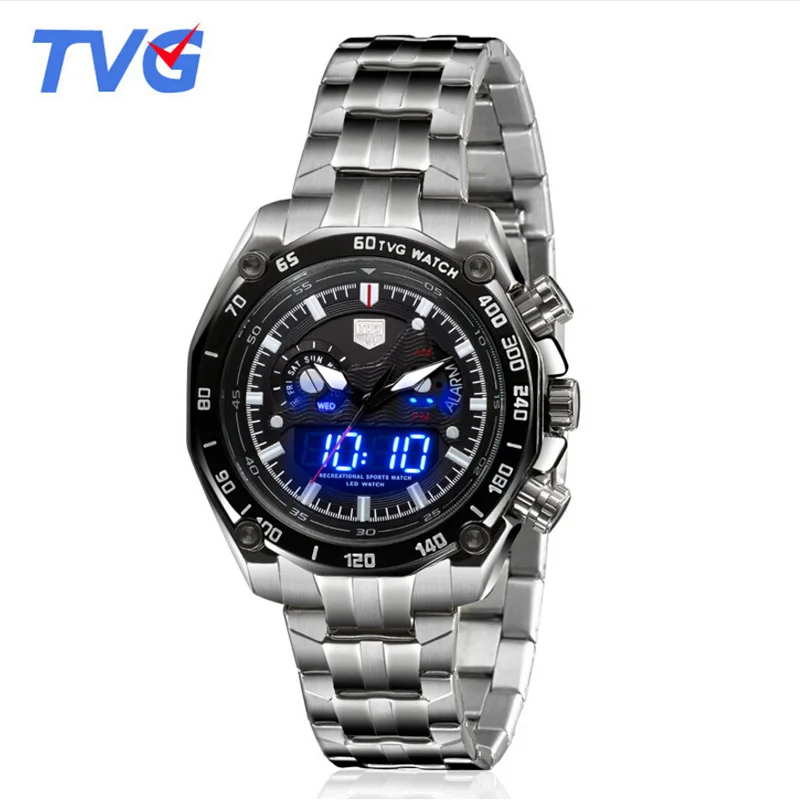 Мужские часы TVG спортивные аналоговые кварцевые со стальным синим