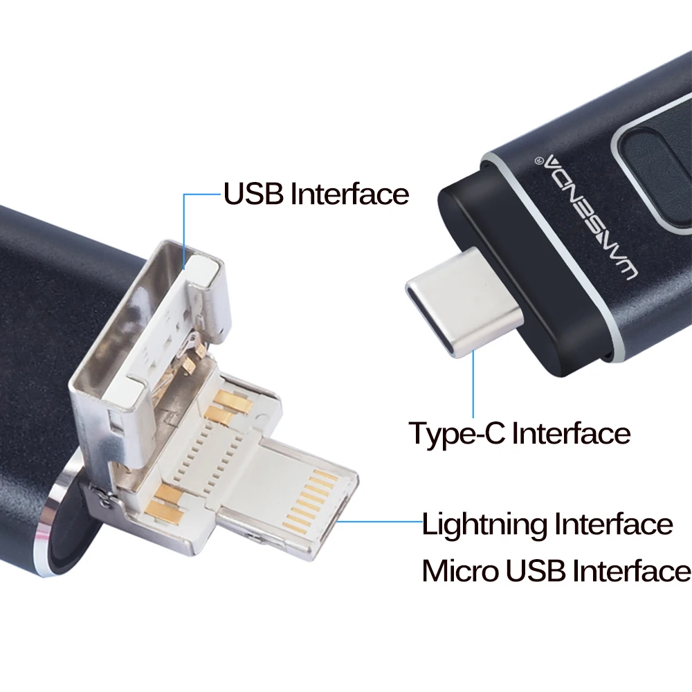 Wansenda i600 OTG USB флэш накопитель Lightning для IPhone X 8/8 Plus type C Флешка 2 0 Android 4 в 1 порт|USB