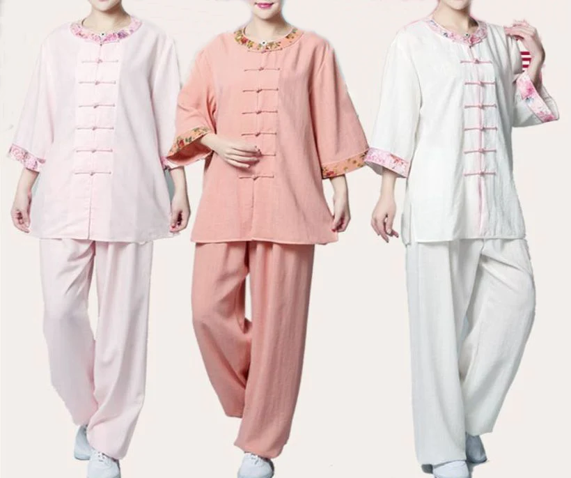 Унисекс женская одежда из хлопка и льна с коротким рукавом taijiquan тайчи Одежда