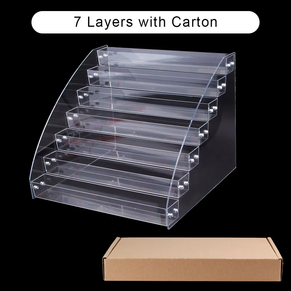 7 Layers with Carton От 1 до 7 ярусов лак для ногтей стойка акриловый держатель подставка настольное, для выставки подставка пластиковая коробка губная помада ящик-органайзер для хранения макияжа - Цвет: 7 Layers with Carton