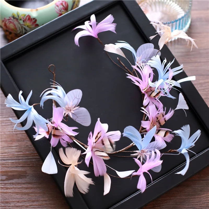 Супер сказочные синие фиолетовые розовые перья цветок ручной работы фотообои