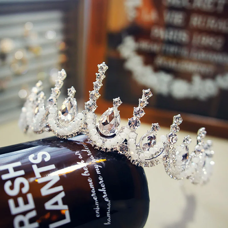 Himstory Fashion Handmade Beaded Tiara Crown Princess Bridal Wedding Headband Hair Accessories Headpiece Girls Prom Hairwear | Украшения и