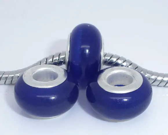 DoreenBeads 10 шт. темно-синие стеклянные шарики кошачий глаз подходят для европейского