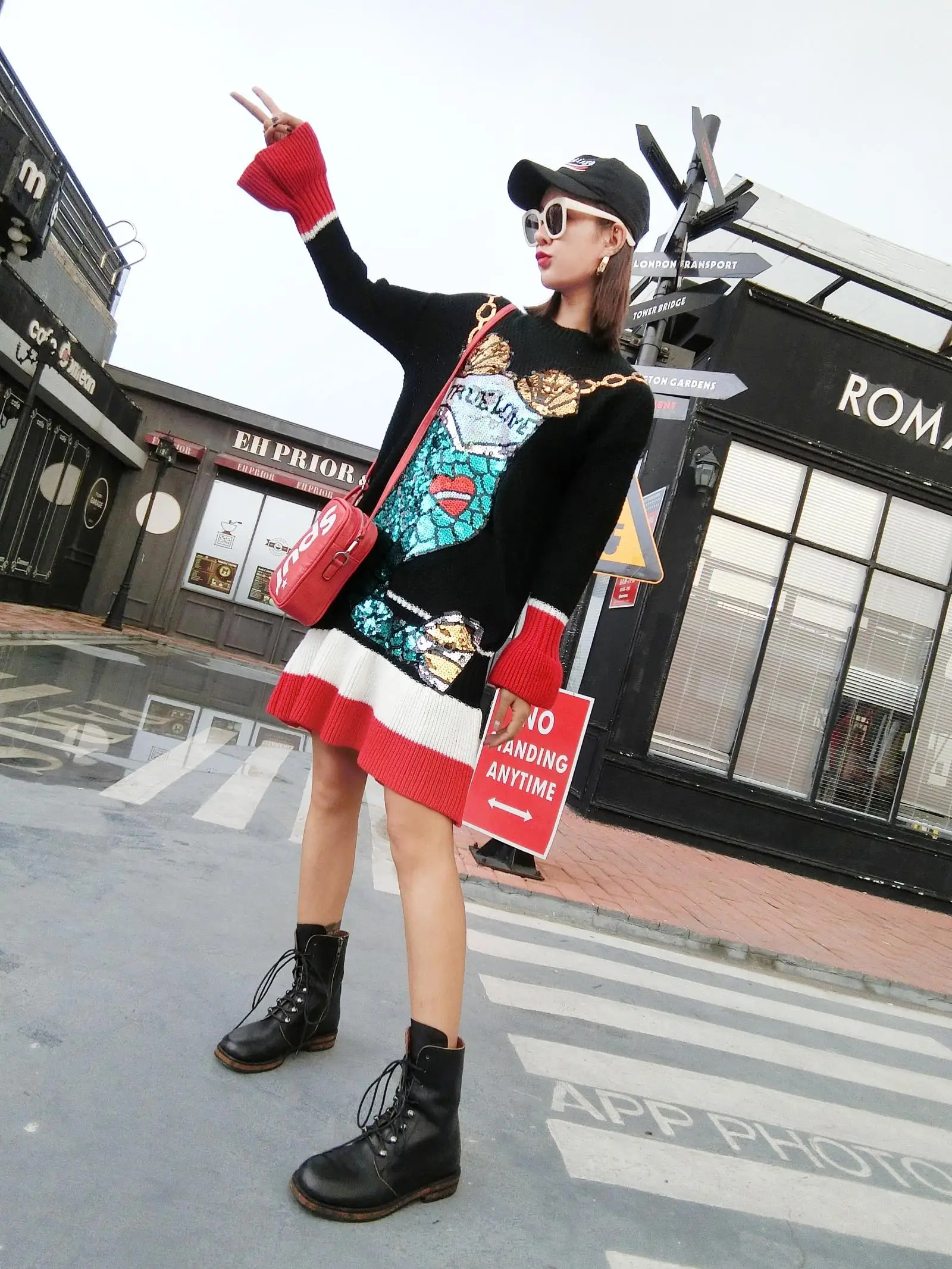 Тайский уличная мода Harajuku стиль дамы свитер свободные bf ulzzang Длинные Русалка Блестки Большие размеры свитер и юбка