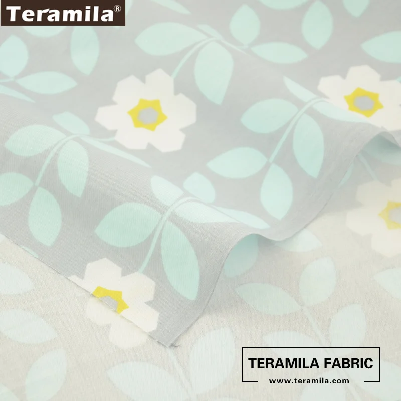 Teramila Cotton Fabrics High Quality Bedding Printed Flowers With Green Leaves Designs Quilting Patchwork Twill Tissue Crafts| |
