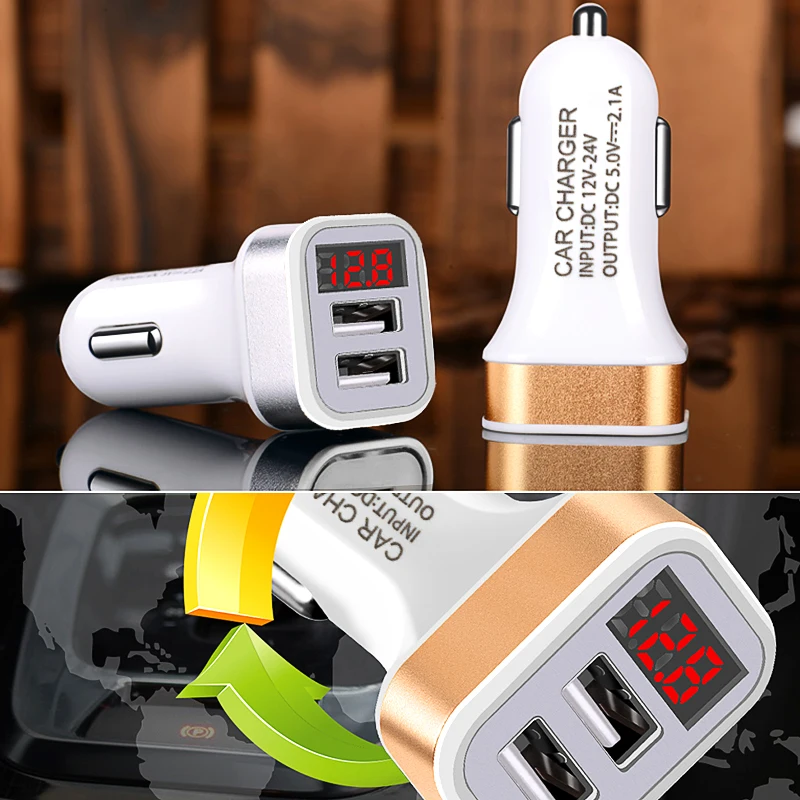 Автомобильное зарядное устройство с двумя USB портами 2 1 А|Зарядные устройства для