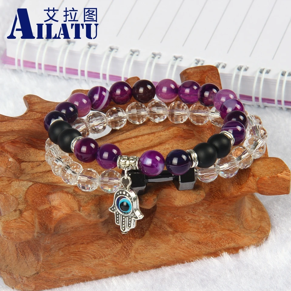 Ailatu новые продукты натуральный Фиолетовый Оникс Камень бисер античный
