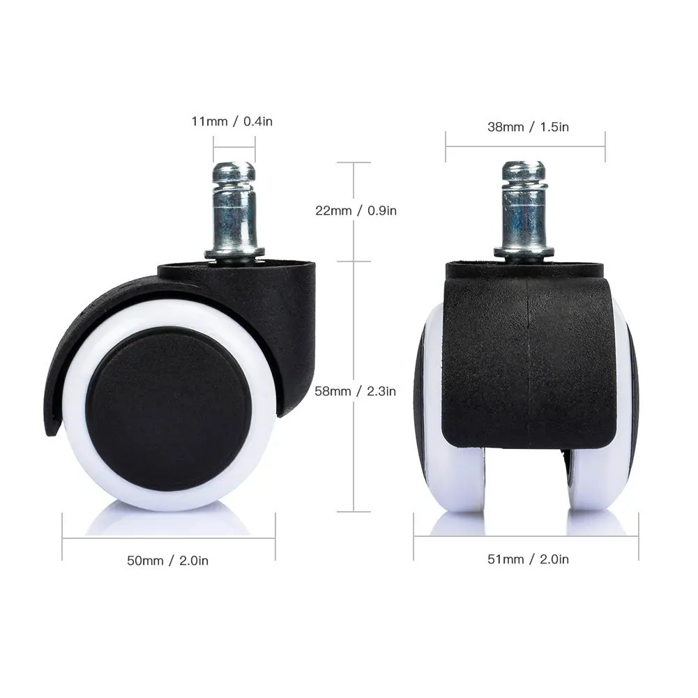 5 pcs Universal casters Office Chair 360 Degree swivel Roller Castor Wheels black&ampwhite Wheel diameter 50mm BG-2 |
