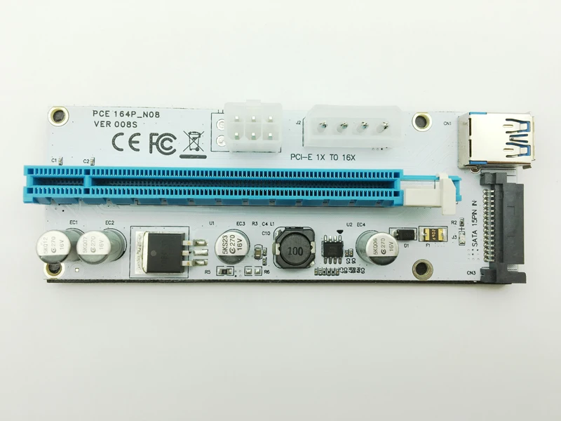 Новый Riser 008S светодиодный PCI Express 1x к 16x переходная карта USB 3 0 E расширитель SATA 15pin