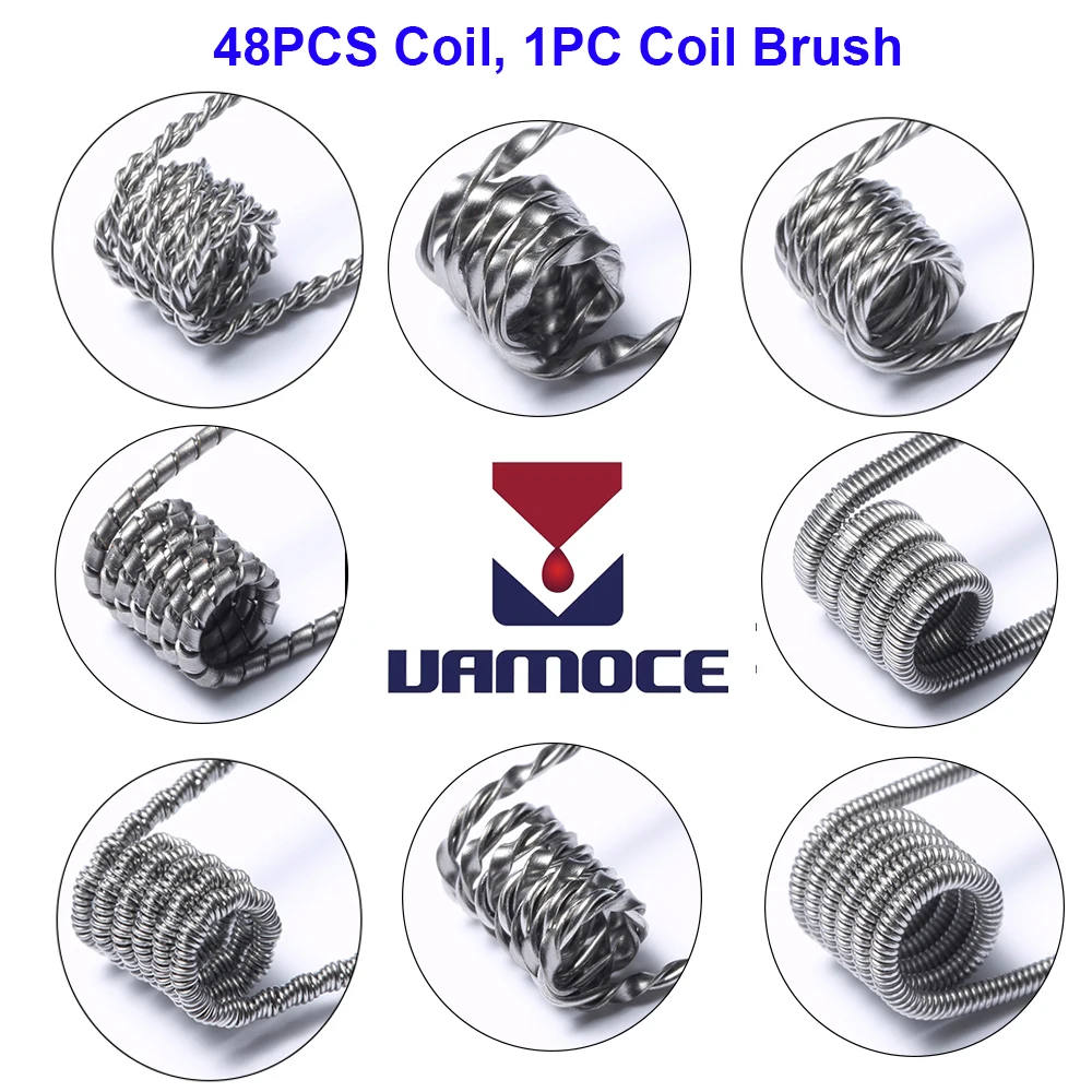 VAMOCE 48 шт Vape готовые катушки Alien Clapton Fused Клэптон Тигр катушка набор 8 в 1 для RDA RDTA vs