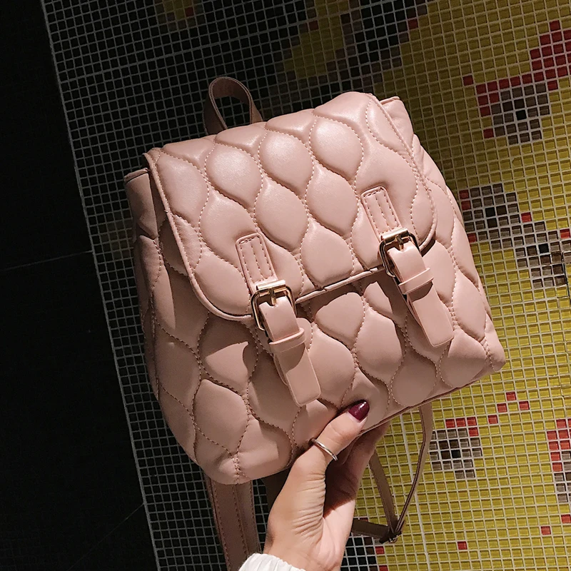 

BENVICHED Ladies' pu backpack 2022 new spring Diamond grain cute pink fashion student Travelling bag single shoulder bag c426