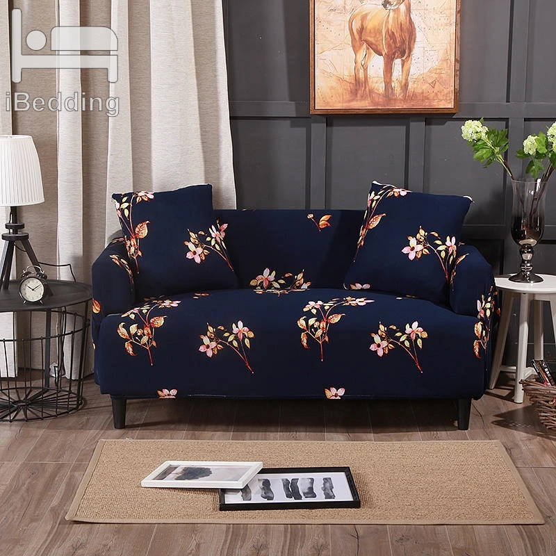 Растягивающийся защитный чехол для дивана с золотыми цветами секционные L