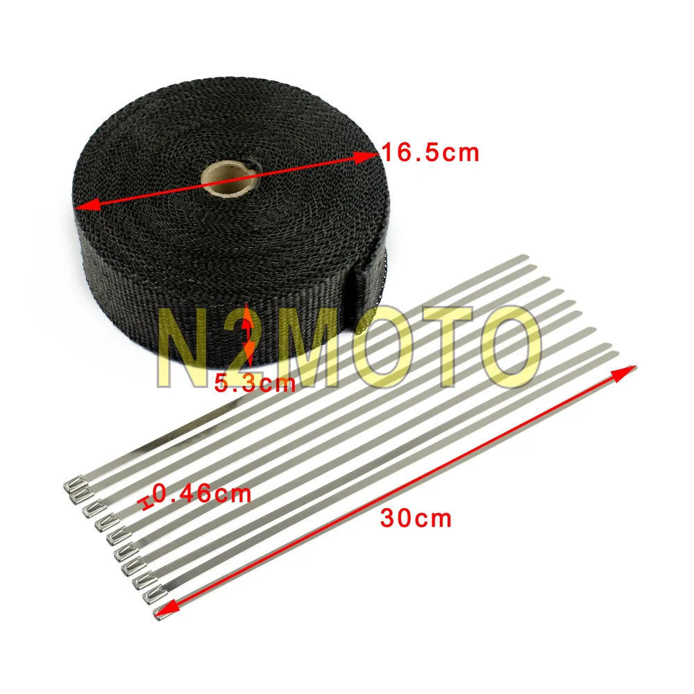 Черный стекловолокно 15 метров глушитель выхлопной трубы рулон деформации 1000F