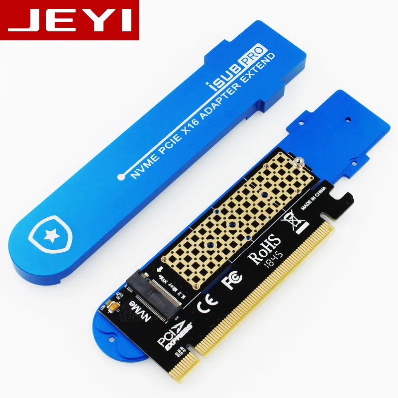 JEYI iSUB PCIE3.0 NVME адаптер x16 PCI-E полная скорость M.2 2280 алюминиевый лист теплопроводность кремния вафельное охлаждение