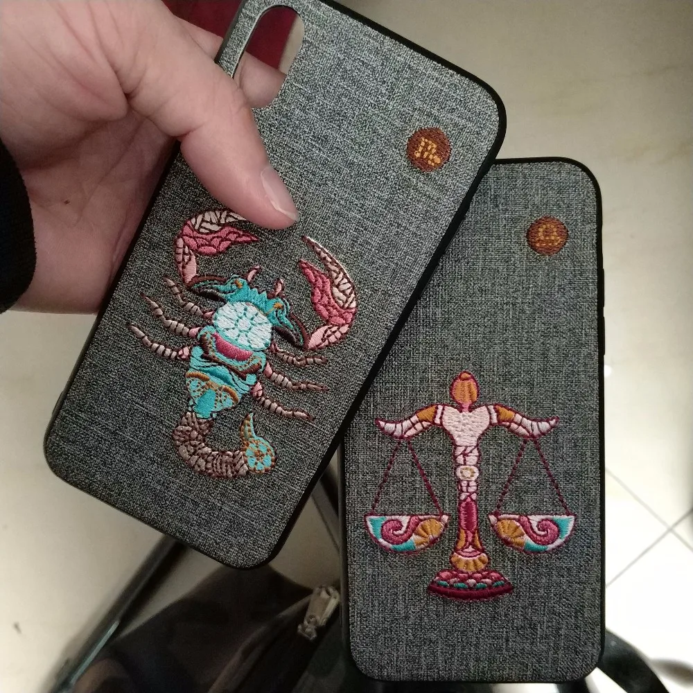 Вышивка Чехол для iPhone X 8 7 Plus 6 S XS плюс телефон Fundas Coque высокое качество Созвездие