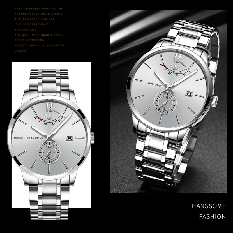 NIBOSI, простые золотые часы для мужчин, Relojes, кварцевые часы, военные, спортивные, мужские, полностью стальные, бизнес подарок, мужские часы, Relogio Masculino