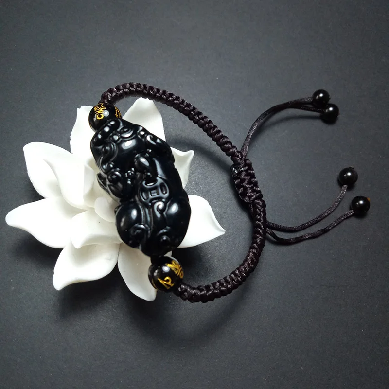 Черный обсидиановый браслет женский Изящные Ювелирные изделия | Украшения и