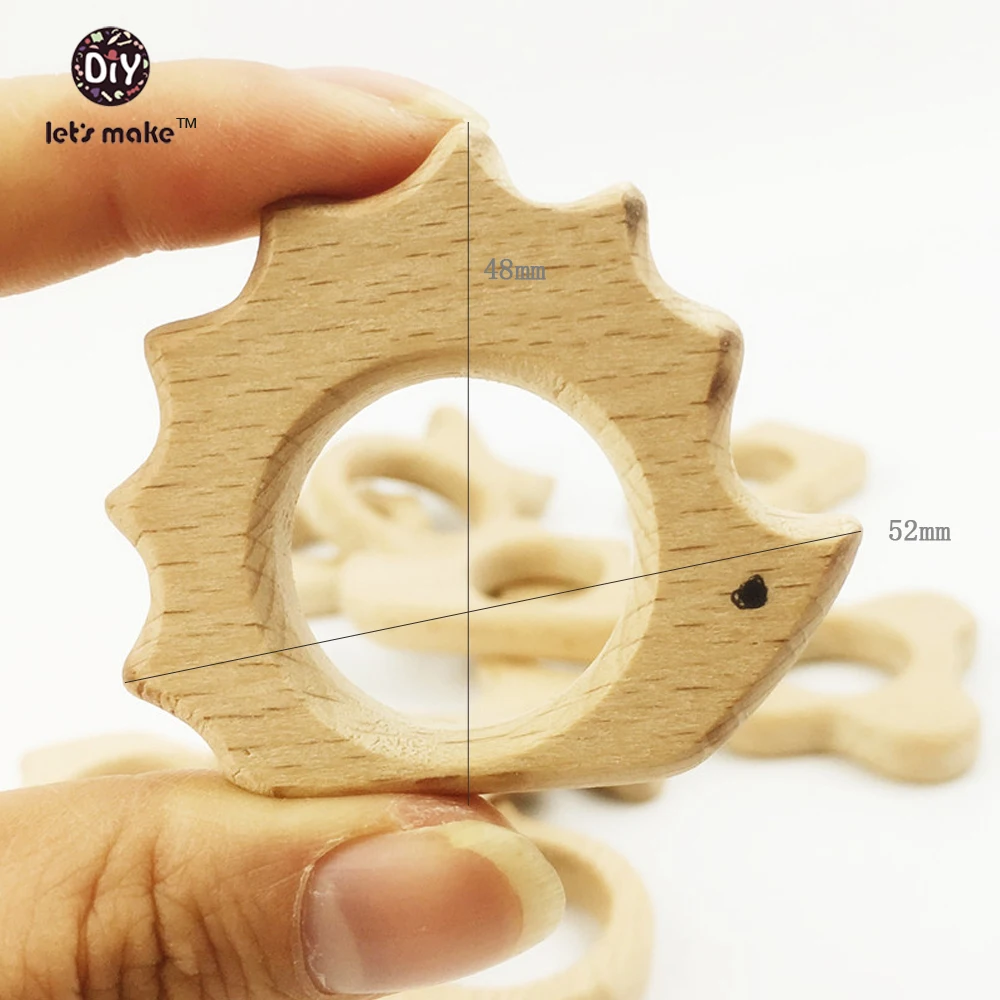 Let's make-mordedor ecol&oacute;gico para beb&eacute;, Animal de madera de haya, erizo/puercoespina, sonajero de dentici&oacute;n, juguetes inspirados en Montessori, 20 Uds.-2