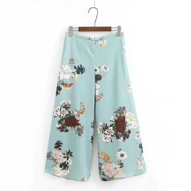 Женский костюм двойка с цветочным принтом топ рукавом 2019 и брюки|two piece set women|piece